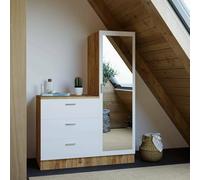 Dmora - Mobile da ingresso Halimede, Entratina appendiabiti, Composizione per atrio, Consolle portaoggetti multifunzione, 60x47h72 cm, Quercia e Bianco