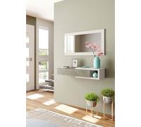 Dmora - Mobile da ingresso Mcallen, Entratina reversibile con specchio, Mobile per atrio con cassetto, Svuotatasche per appartamenti, 95x26h69 cm, Bianco e Rovere