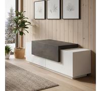 Dmora Mobile da Ingresso Mirco, Entratina Moderna Multifunzione, Armadietto Multiuso per atrio, 100% Made in Italy, cm 120x45h46, Bianco Lucido e Ardesia