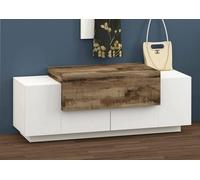 Dmora Mobile da Ingresso Mirco, Entratina Moderna Multifunzione, Armadietto Multiuso per atrio, 100% Made in Italy, cm 120x45h46, Bianco Lucido e Acero