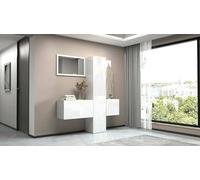 Dmora - Mobile da ingresso Vernante, Armadietto multifunzione a 3 ante, Appendiabiti da parete con specchio, 170x35h190 cm, Bianco