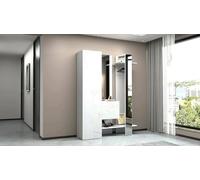 Dmora Mobile da Ingresso Vilmaro, Armadietto Multifunzione a 2 Ante, Appendiabiti da Parete con 2 specchi, 140x35h190 cm, Bianco