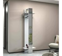 Dmora - Mobile da ingresso Violantino, Armadietto multifunzione, Appendiabiti da parete con specchio, 50x35h190 cm, Bianco