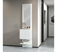 Dmora - Mobile da ingresso Vitale, Armadietto multifunzione con specchio, Scarpiera a 1 anta, 45x35h190 cm, Bianco