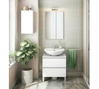 Dmora - Mobile pensile Croskey, Armadietto sospeso, Mobiletto a muro, Armadio ausiliario multifunzione, 30x16 h60 cm, Bianco lucido