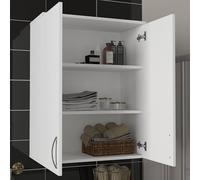 Dmora Mobile Pensile Komono 70x90h cm Bianco 2 Ripiani 2 Ante, 3 Vani
