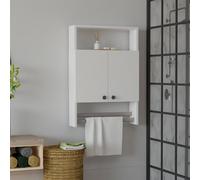 Dmora Mobile Pensile Konala 60x87h cm Bianco 2 Ripiani Apertura Battente, 2 Ante