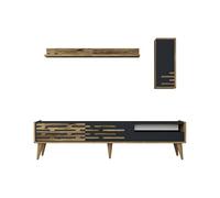 Dmora - Mobile porta TV Alnilam, Credenza da soggiorno, Armadio basso per TV, Base parete attrezzata, 180x45h35 cm, Antracite e Noce