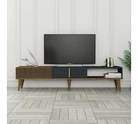 Dmora - Mobile porta TV Aquila, Credenza da soggiorno, Armadio basso per TV, Base parete attrezzata, 180x35h40 cm, Noce e Antracite