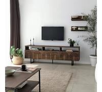 Dmora - Mobile porta TV Arctura, Credenza da soggiorno, Armadio basso per TV, Base parete attrezzata, 170x30h40 cm, Noce