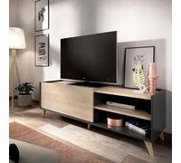 Dmora Mobile Porta TV Asinara, Credenza Bassa da Soggiorno, Madia da Salotto per Televisione, 155x43h47 cm, Rovere e Antracite
