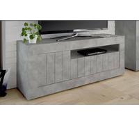 Dmora Mobile Porta TV Braies, Credenza da Soggiorno, Armadio Basso per TV, Base Parete attrezzata, Made in Italy, 138x42 h56 cm, Cemento