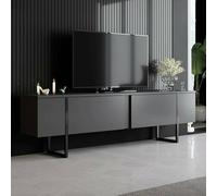 Dmora Mobile Porta Centaurus, Credenza da Soggiorno, Armadio Basso per TV, Base Parete attrezzata, 180x30h50 cm, Antracite e Nero, Pannello melaminico, Metallo