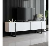 Dmora - Mobile porta TV Centaurus, Credenza da soggiorno, Armadio basso per TV, Base parete attrezzata, 180x30h50 cm, Bianco e Nero
