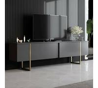 Dmora - Mobile Porta TV Centaurus, Credenza da Soggiorno, Armadio Basso per TV, Base Parete attrezzata, 180x30h50 cm, Antracite e Oro