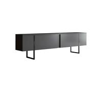Dmora Mobile Porta Centaurus, Credenza da Soggiorno, Armadio Basso per TV, Base Parete attrezzata, 180x30h50 cm, Antracite e Nero, Pannello melaminico, Metallo
