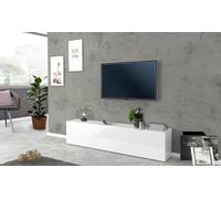 Dmora - Mobile porta TV Christian, Credenza bassa da soggiorno, Base porta televisione, 100% Made in Italy, cm 180x30h40, Bianco lucido