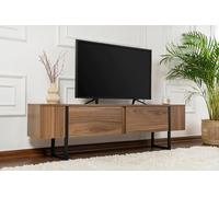 Dmora Mobile Porta TV Colzate, Credenza da Soggiorno, Armadio Basso per TV, Base Parete attrezzata, 180x30 h50 cm, Noce e Nero