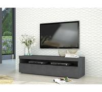 Dmora - Mobile porta TV Daniele, Credenza bassa da soggiorno, Base porta televisione, 100% Made in Italy, cm 130x45h36, Ardesia