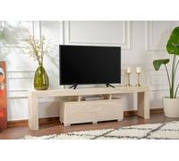 Dmora - Mobile porta TV Govone, Credenza da soggiorno, Armadio basso per TV, Base parete attrezzata, 180x31 h50 cm, Beige