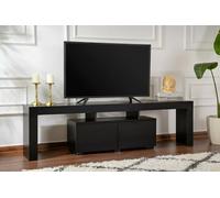 Dmora - Mobile porta TV Govone, Credenza da soggiorno, Armadio basso per TV, Base parete attrezzata, 180x31 h50 cm, Nero
