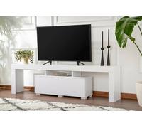 Dmora - Mobile porta TV Govone, Credenza da soggiorno, Armadio basso per TV, Base parete attrezzata, 180x31 h50 cm, Bianco