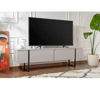 Dmora - Mobile porta TV Gussola, Credenza da soggiorno, Armadio basso per TV, Base parete attrezzata, 180x30 h50 cm, Grigio e Nero