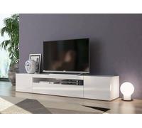 Dmora Mobile TV Jesse, Credenza Bassa da Soggiorno a 3 Ante, Base Porta Televisione, 100% Made in Italy, cm 200x40h37, Bianco Lucido, Pannello melaminico 16mm
