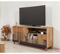 Dmora - Mobile porta TV Justitia, Credenza da soggiorno, Armadio basso per TV, Base parete attrezzata, 160x45 h76 cm, Quercia