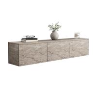 Dmora Mobile Porta TV Lameri 160x32x35h cm Beige Marmo 3 Vani 3 Ante, Apertura a Ribalta