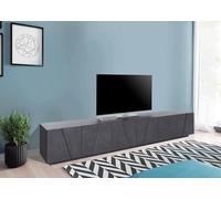 Dmora - Mobile porta TV Lucas, Credenza bassa da soggiorno, Base porta televisione, 100% Made in Italy, cm 244x44h46, Ardesia