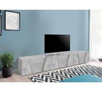 Dmora Mobile Porta TV Lucas, Credenza Bassa da Soggiorno, Base Porta Televisione, 100% Made in Italy, cm 244x44h46, Cemento Scuro