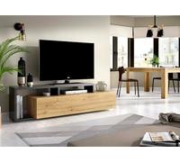 Dmora - Mobile porta TV Maiella, Credenza bassa da soggiorno, Madia da salotto per televisione, 165x40h47 cm, Rovere Nodi e Antracite