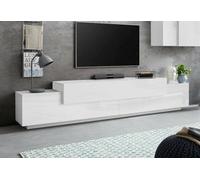 Dmora - Mobile porta TV Nico, Credenza bassa da soggiorno, Base porta televisione, 100% Made in Italy, cm 240x45h52, Bianco lucido