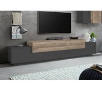 Dmora - Mobile porta TV Nico, Credenza bassa da soggiorno, Base porta televisione, 100% Made in Italy, cm 240x45h52, Antracite e Acero