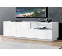 Dmora Mobile Porta TV Nino, Credenza Bassa da Soggiorno a 2 Ante, Base Porta Televisione, 100% Made in Italy, cm 150x43h46, Bianco Lucido