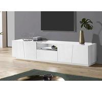 Dmora Mobile Porta TV Paul, Credenza Bassa da Soggiorno, Base Porta Televisione, 100% Made in Italy, cm 220x43h46, Bianco Lucido