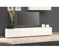 Dmora - Mobile porta TV Randfontein, Credenza da soggiorno, Armadio basso per TV, Base parete attrezzata, Made in Italy, 225x38h39 cm, Bianco lucido