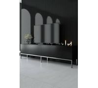 Dmora - Mobile porta TV Regulus, Credenza da soggiorno, Armadio basso per TV, Base parete attrezzata, 180x30h47 cm, Nero e Argento