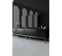 Dmora - Mobile porta TV Regulus, Credenza da soggiorno, Armadio basso per TV, Base parete attrezzata, 180x30h47 cm, Nero e Argento