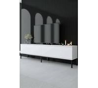 Dmora - Mobile porta TV Regulus, Credenza da soggiorno, Armadio basso per TV, Base parete attrezzata, 180x30h47 cm, Bianco e Nero