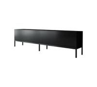 Dmora Mobile Porta Regulus, Credenza da Soggiorno, Armadio Basso per TV, Base Parete attrezzata, 180x30h47 cm, Nero, Pannello melaminico 18mm, Metallo