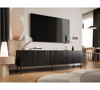 Dmora Mobile Porta TV Sospiro 42x200.5x60h cm Nero Un Ripiano 4 Vani, 4 Ante