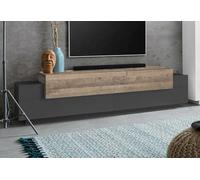 Dmora - Mobile porta TV Teo, Credenza bassa da soggiorno, Base porta televisione, 100% Made in Italy, cm 200x45h52, Antracite e Acero