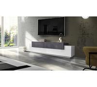 Dmora Mobile Porta TV TEO, Credenza Bassa da Soggiorno, Base Porta Televisione, 100% Made in Italy, cm 200x45h52, Bianco Lucido e Ardesia