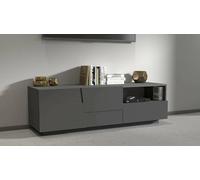Dmora - Mobile porta TV Velio, Credenza bassa da soggiorno con 2 ante e 1 cassetto, Base porta TV, 150x44h46 cm, Antracite
