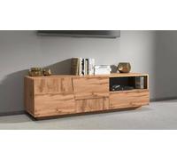 Dmora - Mobile porta TV Velio, Credenza bassa da soggiorno con 2 ante e 1 cassetto, Base porta TV, 150x44h46 cm, Rovere