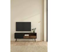 Dmora Mobile Porta TV Yvette, Credenza da Soggiorno, Armadio Basso per TV, Base Parete attrezzata, 150x40 h60 cm, Nero e Noce