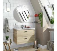 Dmora Mobile sottolavabo Denison, Mobiletto da Bagno, Contenitore Porta lavabo, Armadio per lavandino, 70x45 h50 cm, Rovere, Pannello melaminico 15mm