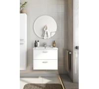 Dmora Mobile sottolavabo Maltby, Mobiletto da Bagno, Contenitore Porta lavabo, Armadio per lavandino, 60x45 h50 cm, Bianco Lucido